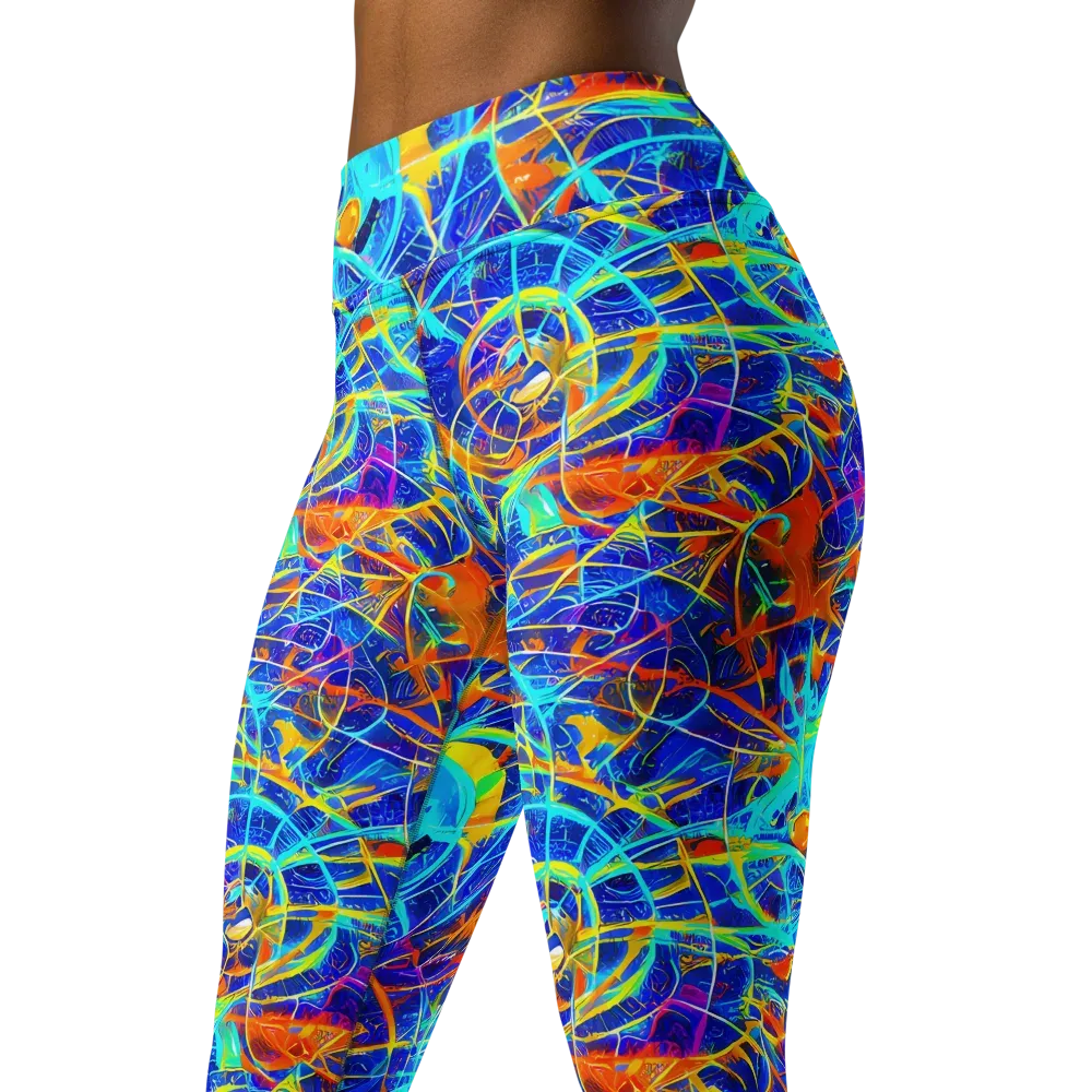 Neon Entanglement on Yoga Leggings — Left Front
