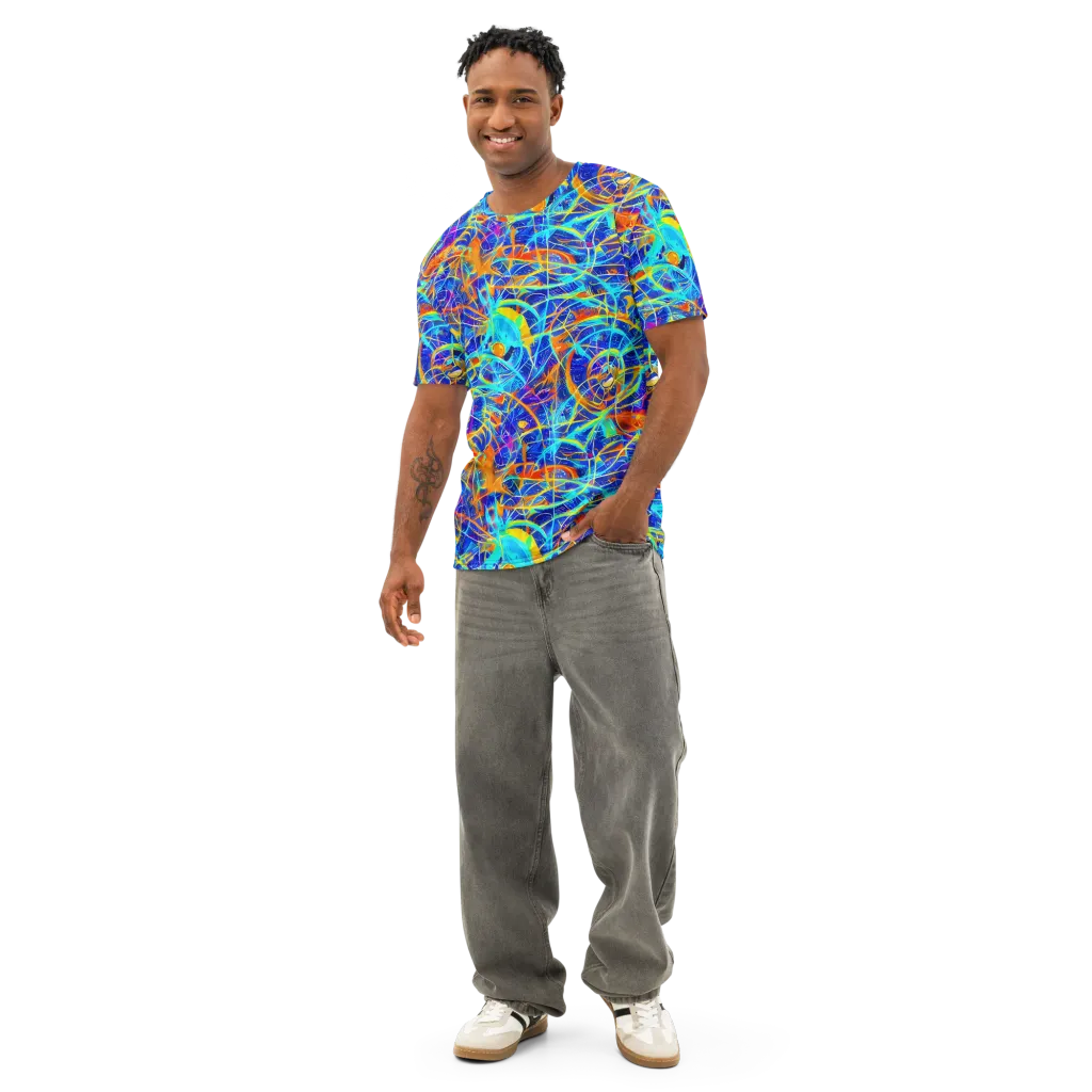 Neon Entanglement on Men's Cotton Crew Neck T-Shirt — Front