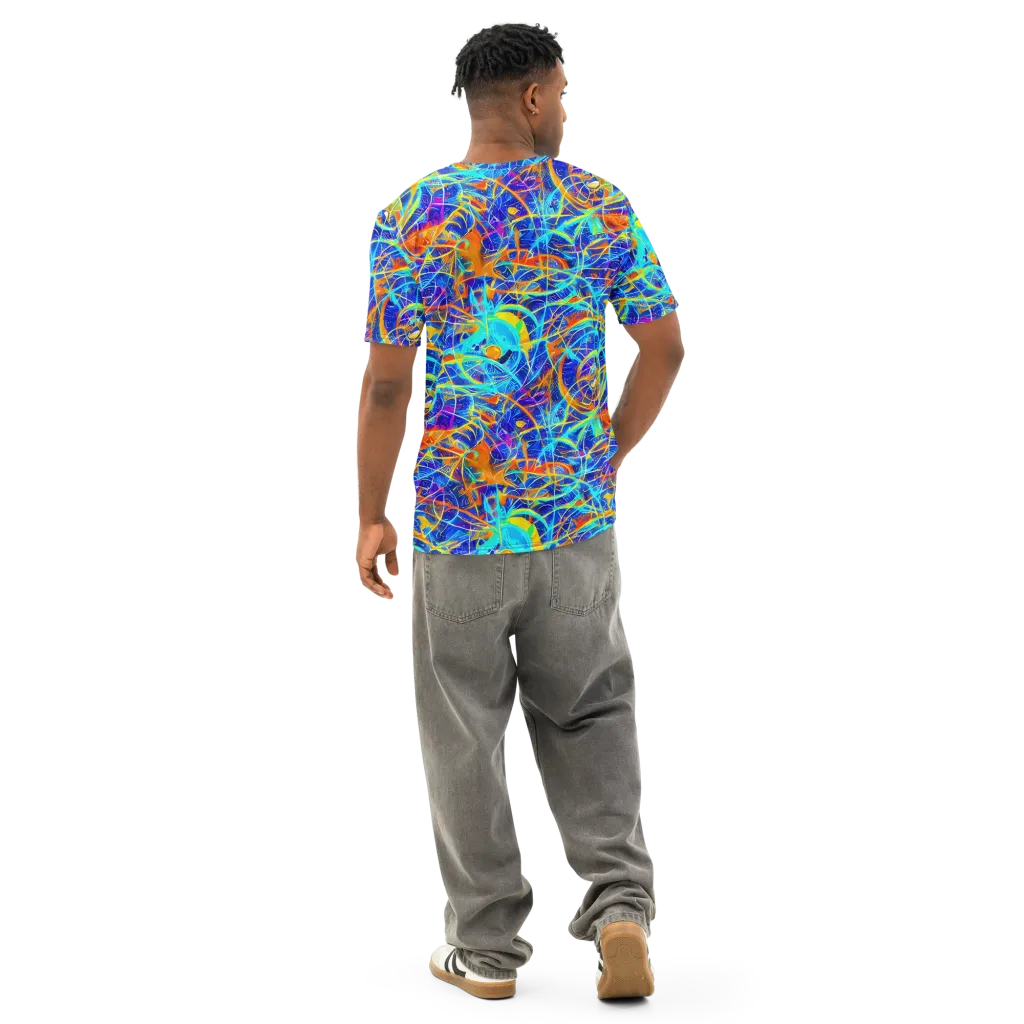 Neon Entanglement on Men's Cotton Crew Neck T-Shirt — Back