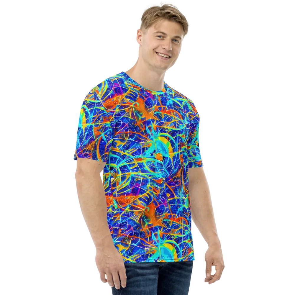 Neon Entanglement on Men's Crew Neck T-Shirt — Right