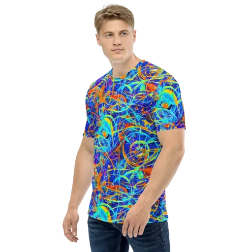 Neon Entanglement on a Men's Crew Neck T-Shirt