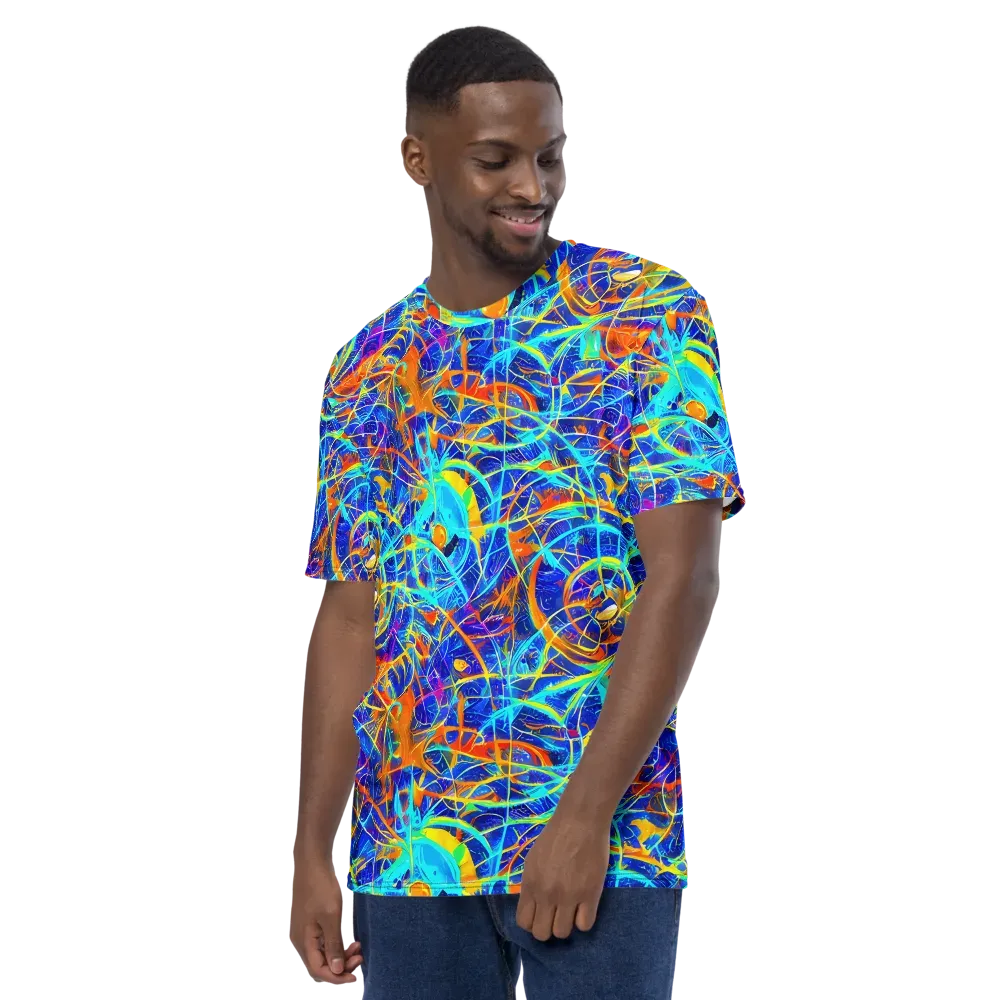 Neon Entanglement on Men's Crew Neck T-Shirt — Left