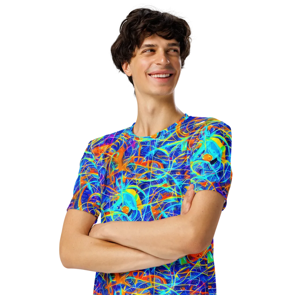 Neon Entanglement on Men's Crew Neck T-Shirt — Left Front