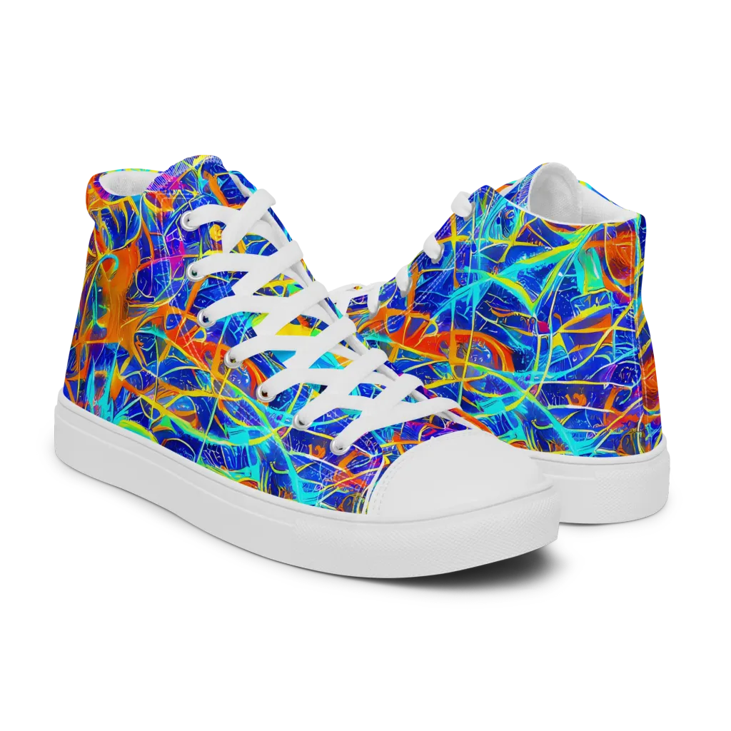 Neon Entanglement on Men's High Top Canvas Shoes — Right