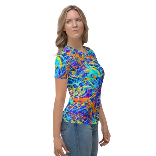 Neon Entanglement on a Women's Crew Neck T-Shirt