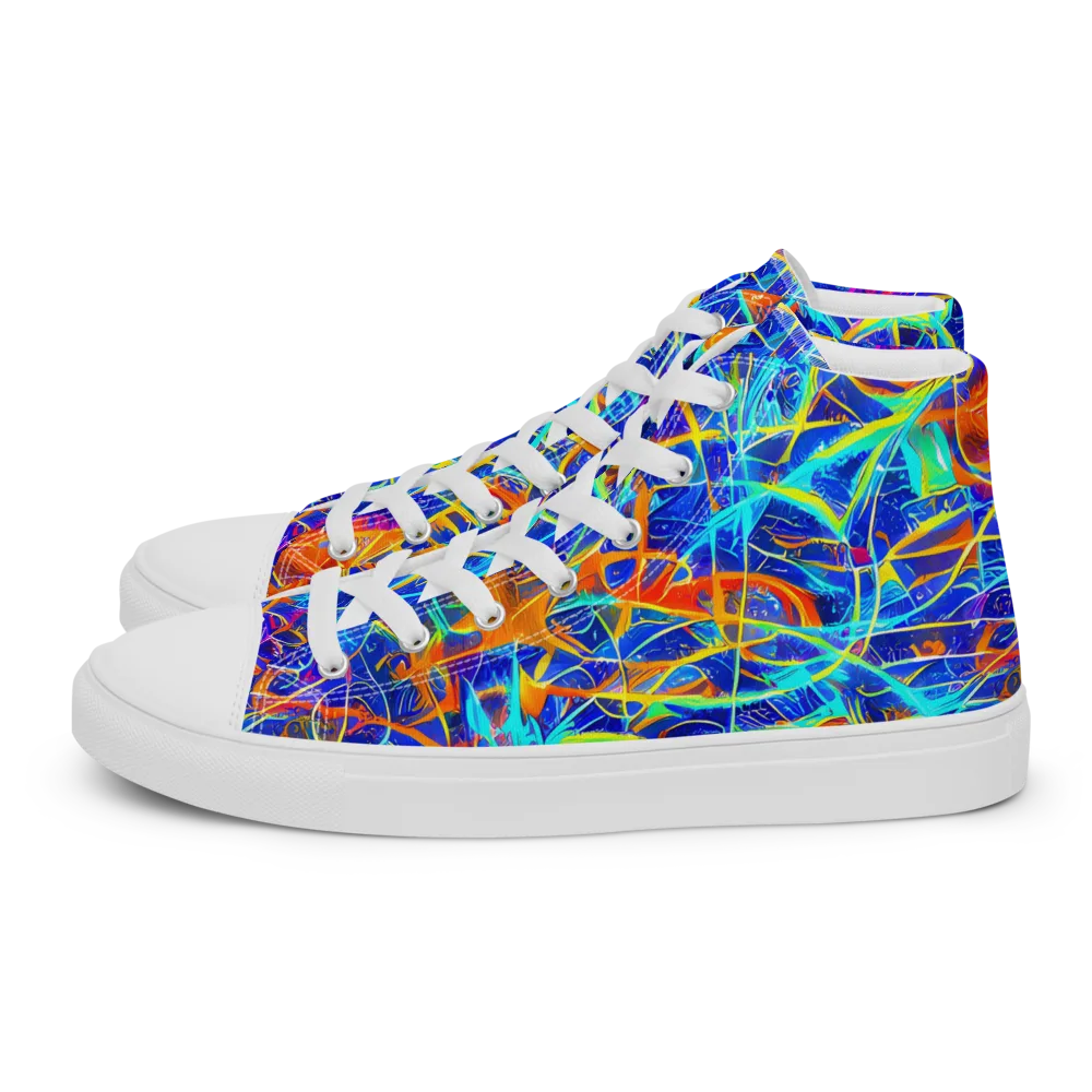 Neon Entanglement on Women's High Top Canvas Shoes — Left