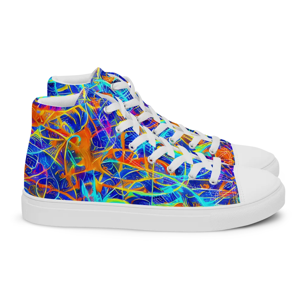 Neon Entanglement on Women's High Top Canvas Shoes — Right