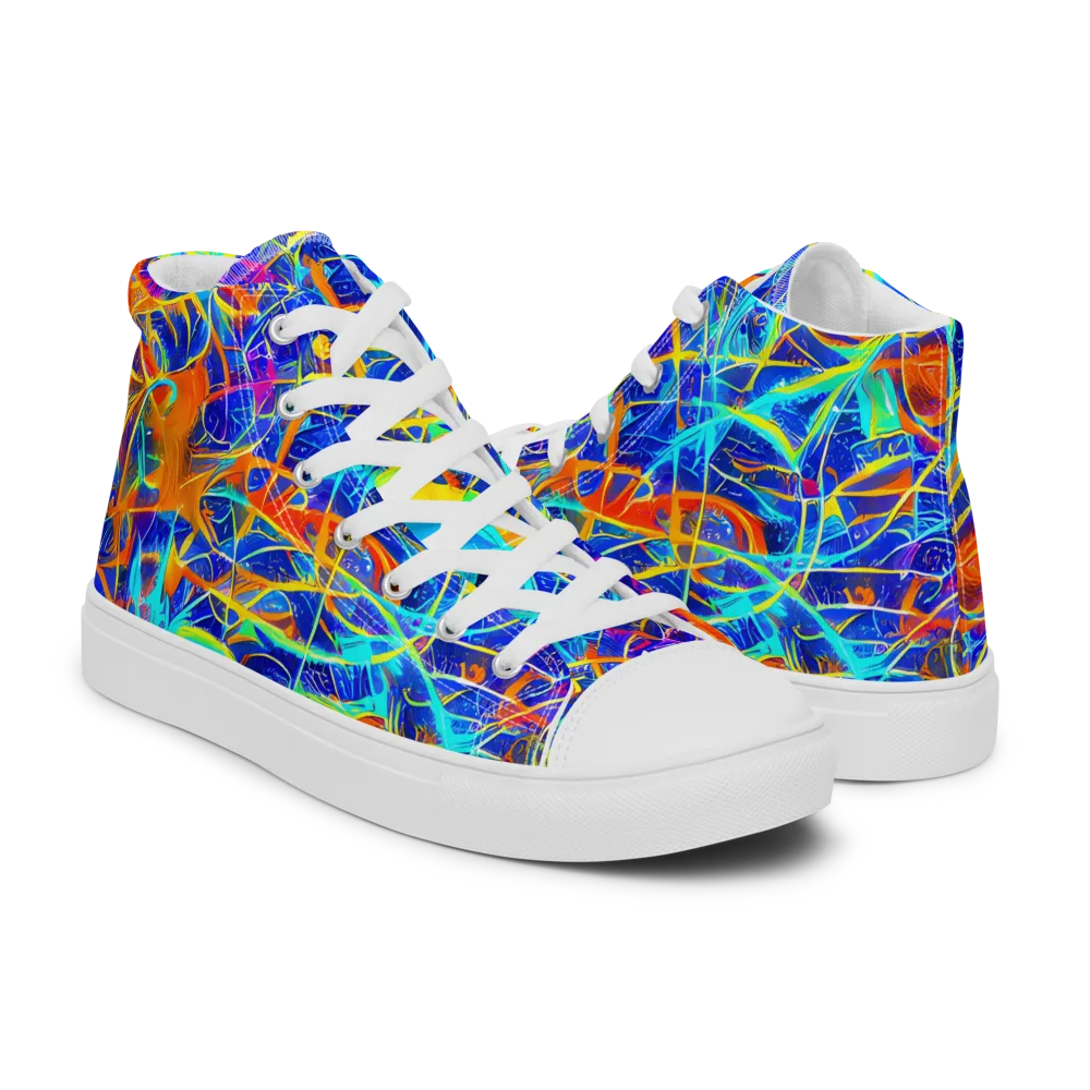Neon Entanglement on Women's High Top Canvas Shoes — Right