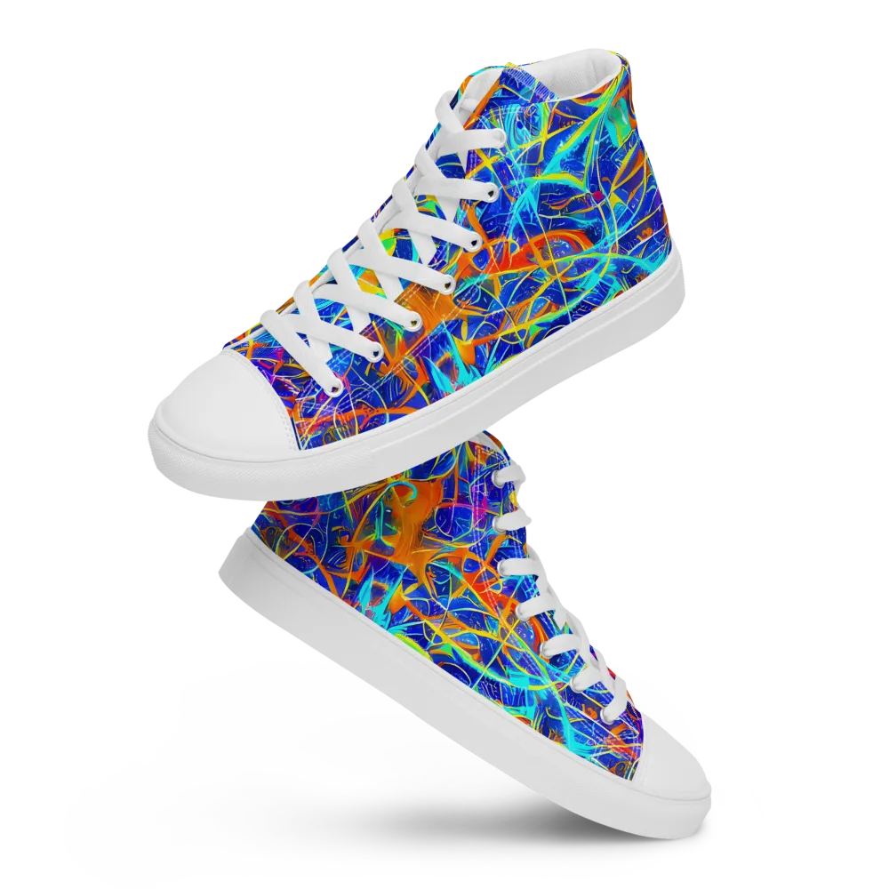 Neon Entanglement on Women's High Top Canvas Shoes — Front