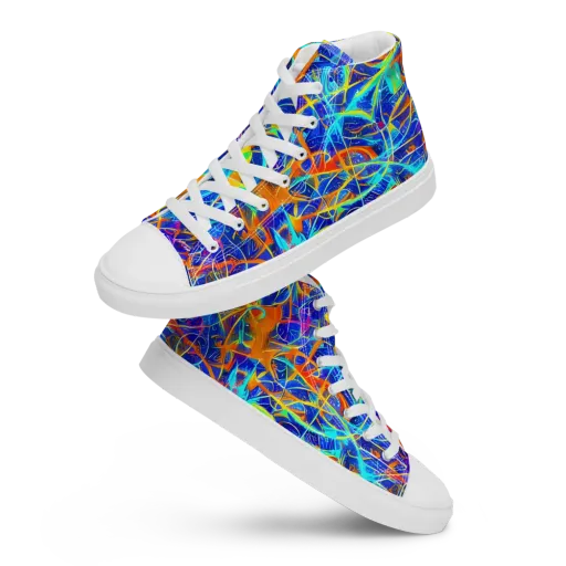 Neon Entanglement on a Women's High Top Canvas Shoes