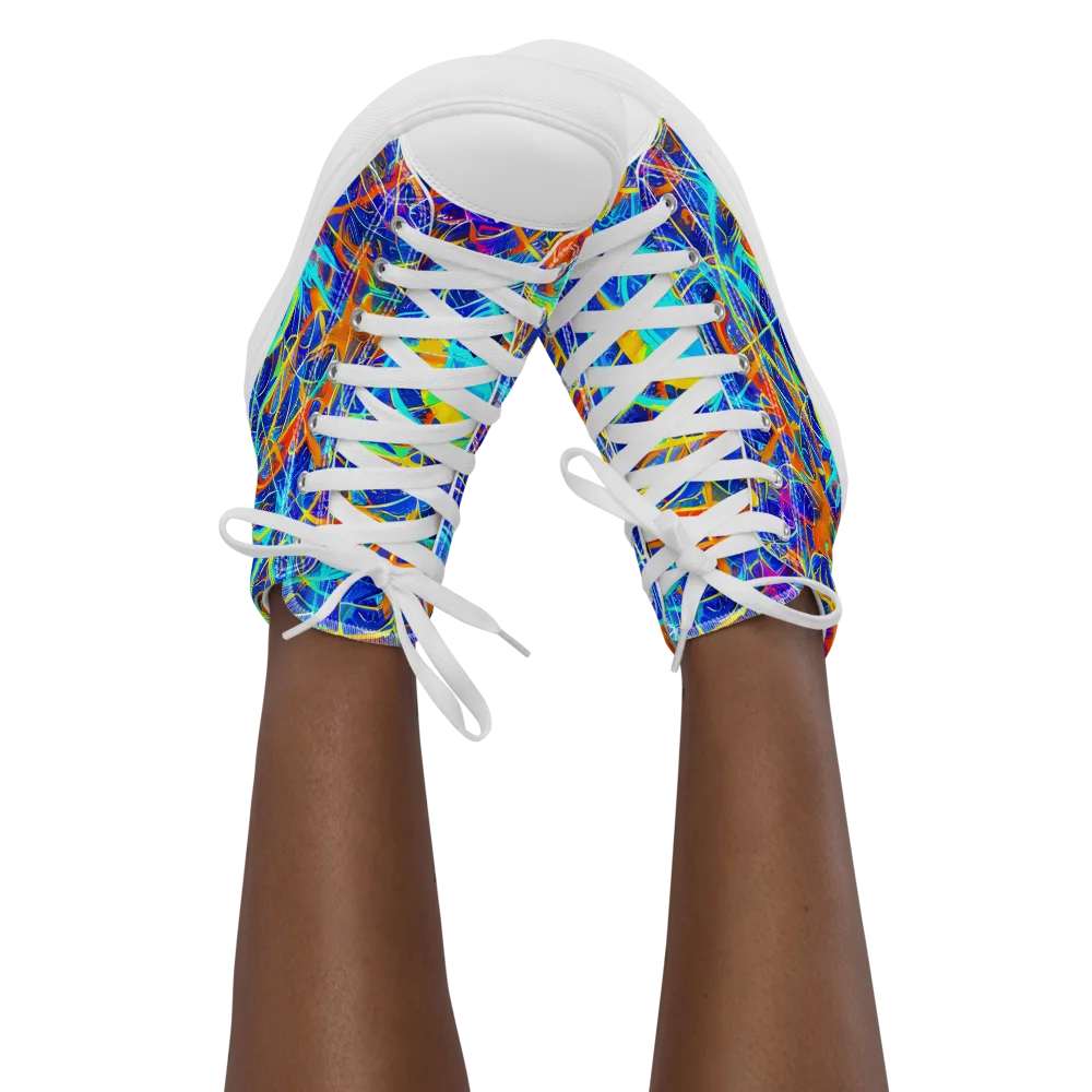 Neon Entanglement on Women's High Top Canvas Shoes — Front