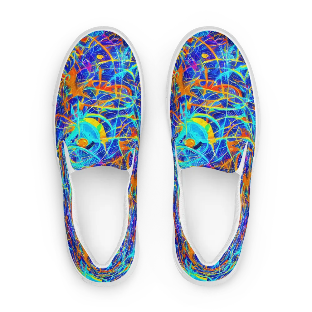 Neon Entanglement on Men's Slip-On Canvas Shoes — Front