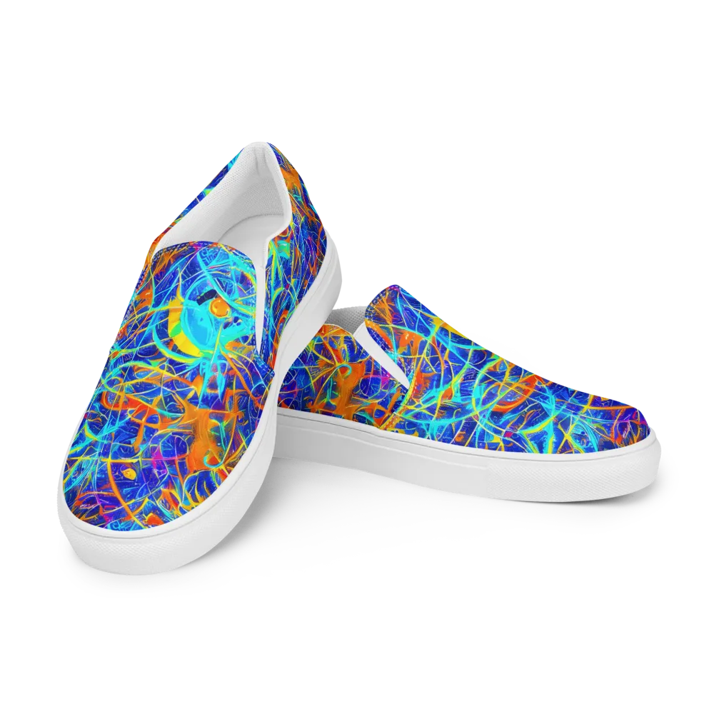 Neon Entanglement on Men's Slip-On Canvas Shoes — Left Front