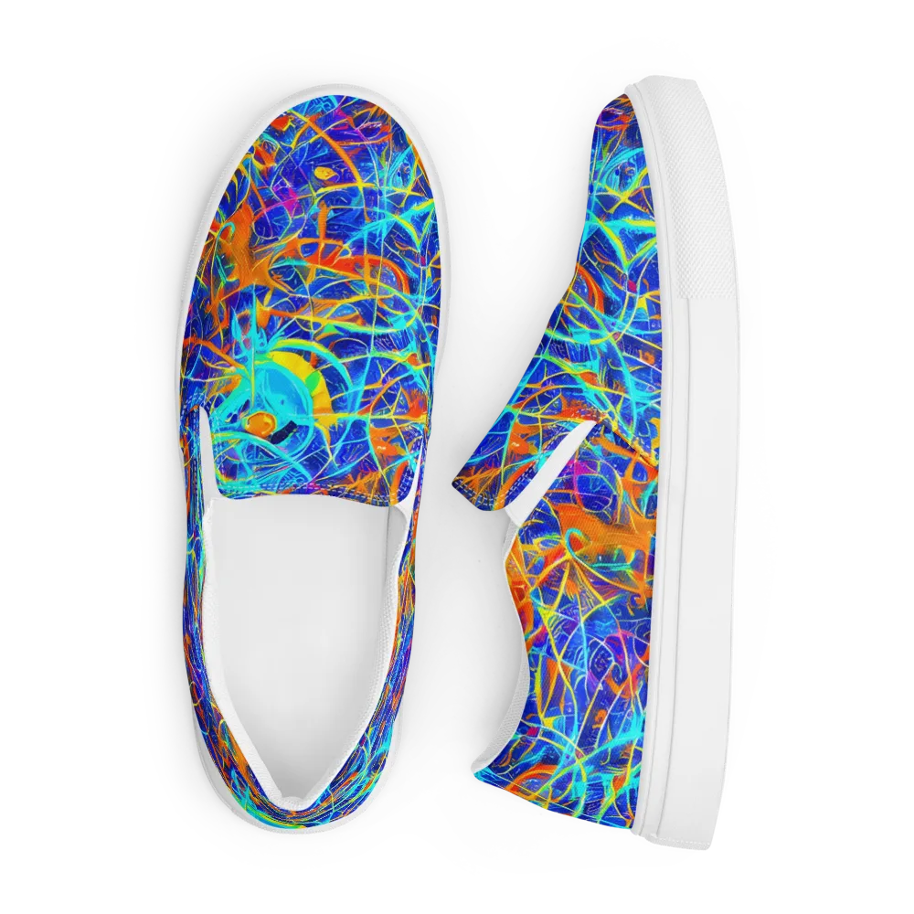 Neon Entanglement on Men's Slip-On Canvas Shoes — Front