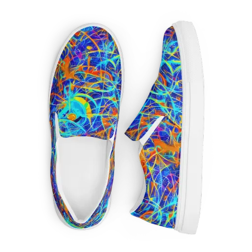 Neon Entanglement on a Men's Slip-On Canvas Shoes