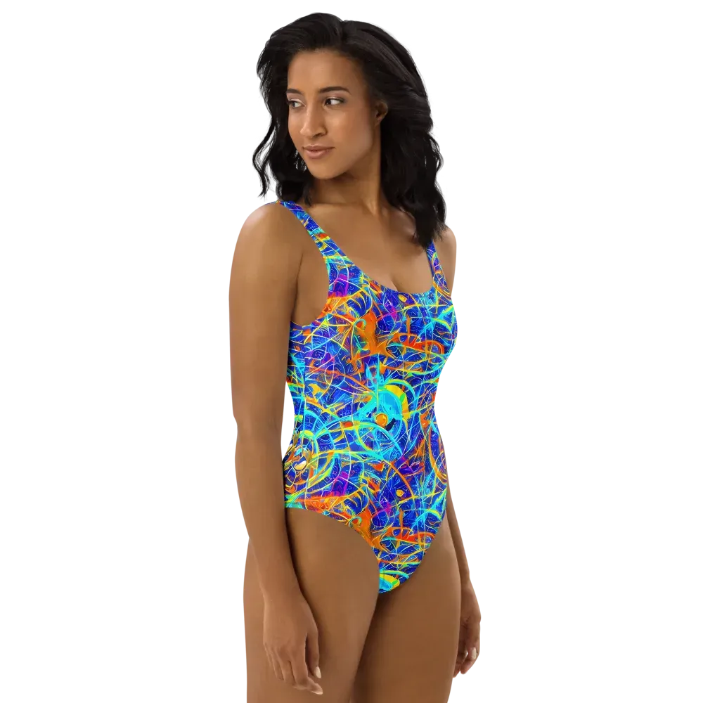 Neon Entanglement on One-Piece Swimsuit — Right