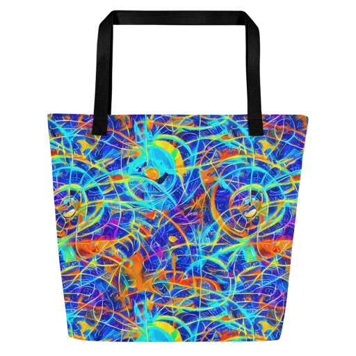 Neon Entanglement on a Large Tote Bag W/ Pocket