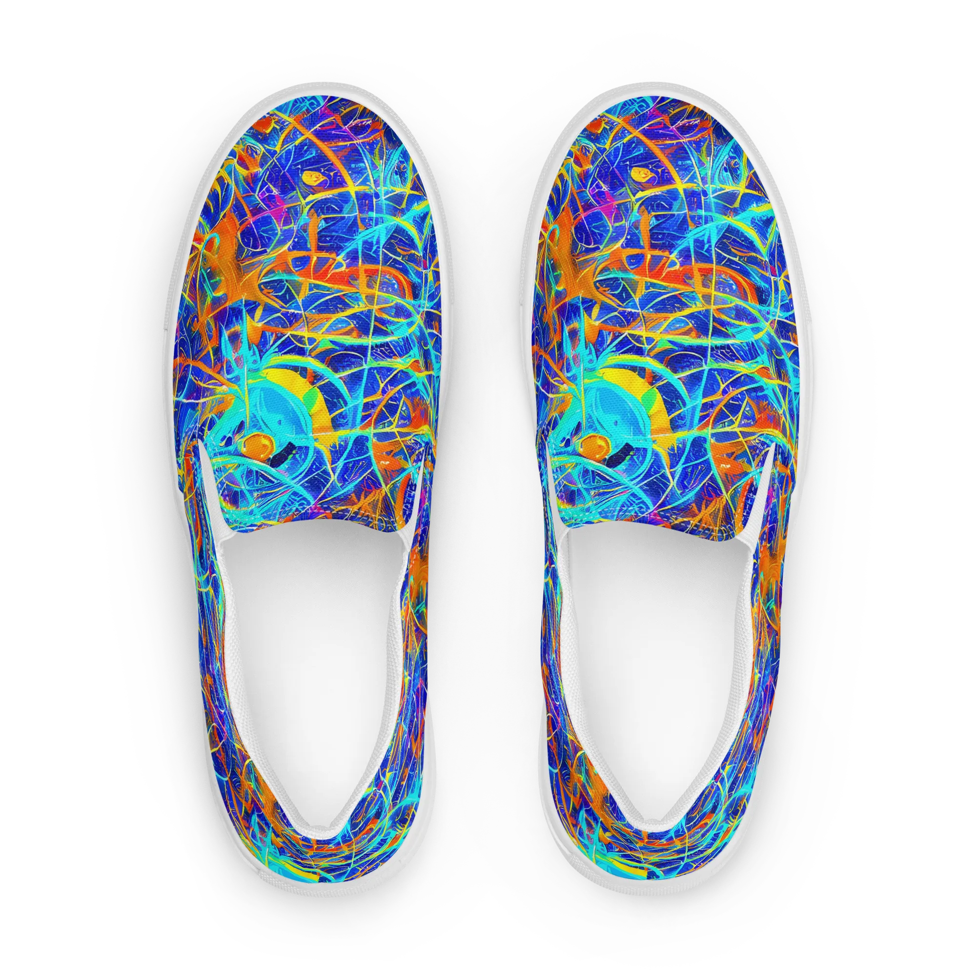 Neon Entanglement on Women's Slip-On Canvas Shoes — Front