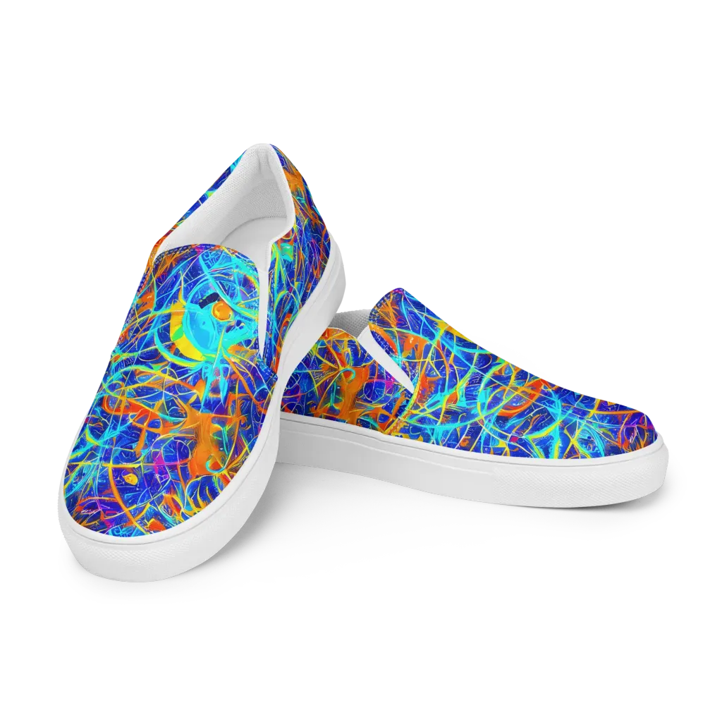 Neon Entanglement on Women's Slip-On Canvas Shoes — Left Front