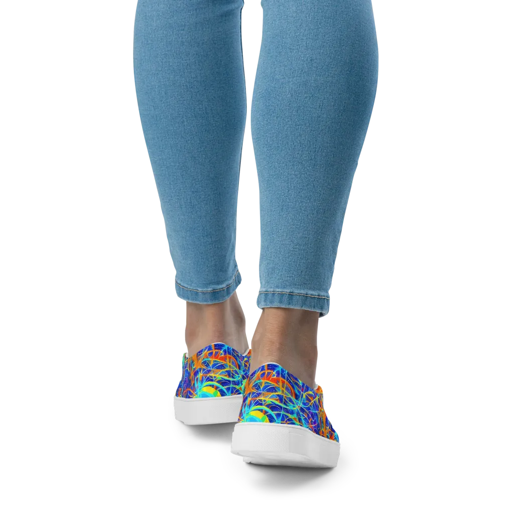 Neon Entanglement on Women's Slip-On Canvas Shoes — Back