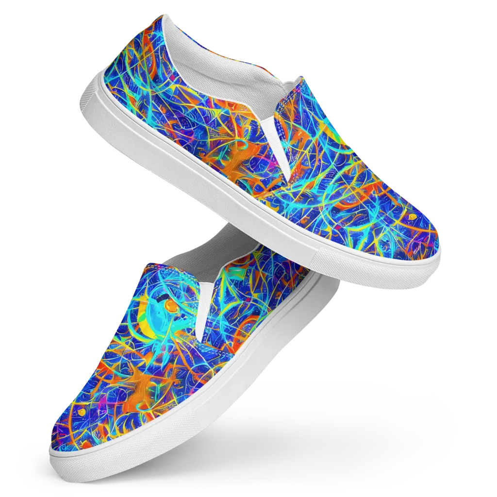 Neon Entanglement on Women's Slip-On Canvas Shoes — Front