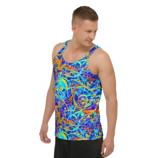 Neon Entanglement on a Men's Tank Top