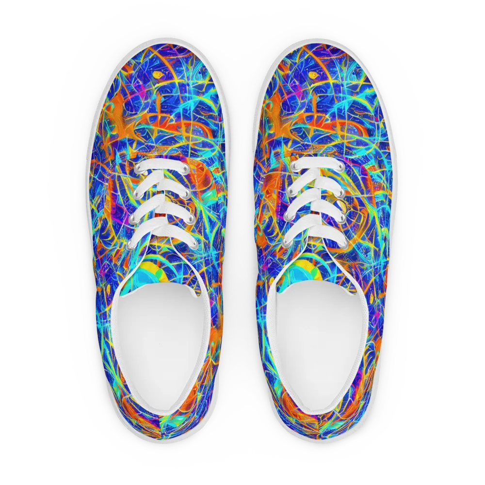 Neon Entanglement on Men's Lace-Up Canvas Shoes — Front