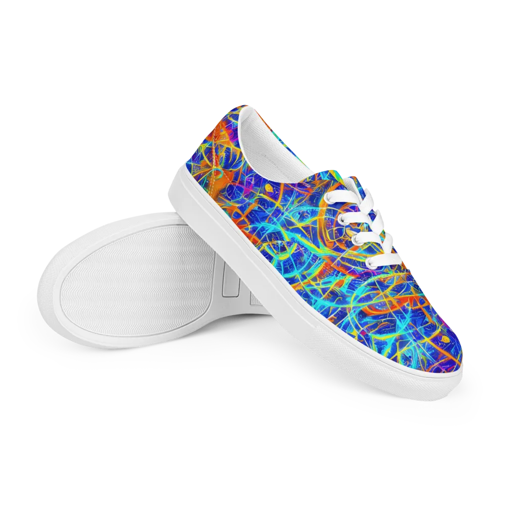 Neon Entanglement on Men's Lace-Up Canvas Shoes — Right Front
