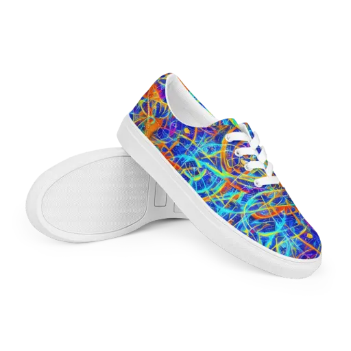 Neon Entanglement on a Men's Lace-Up Canvas Shoes