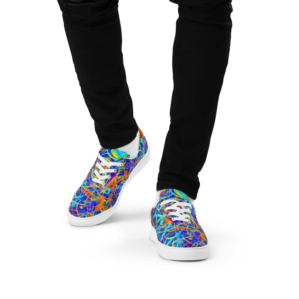 Neon Entanglement on Men's Lace-Up Canvas Shoes — Front