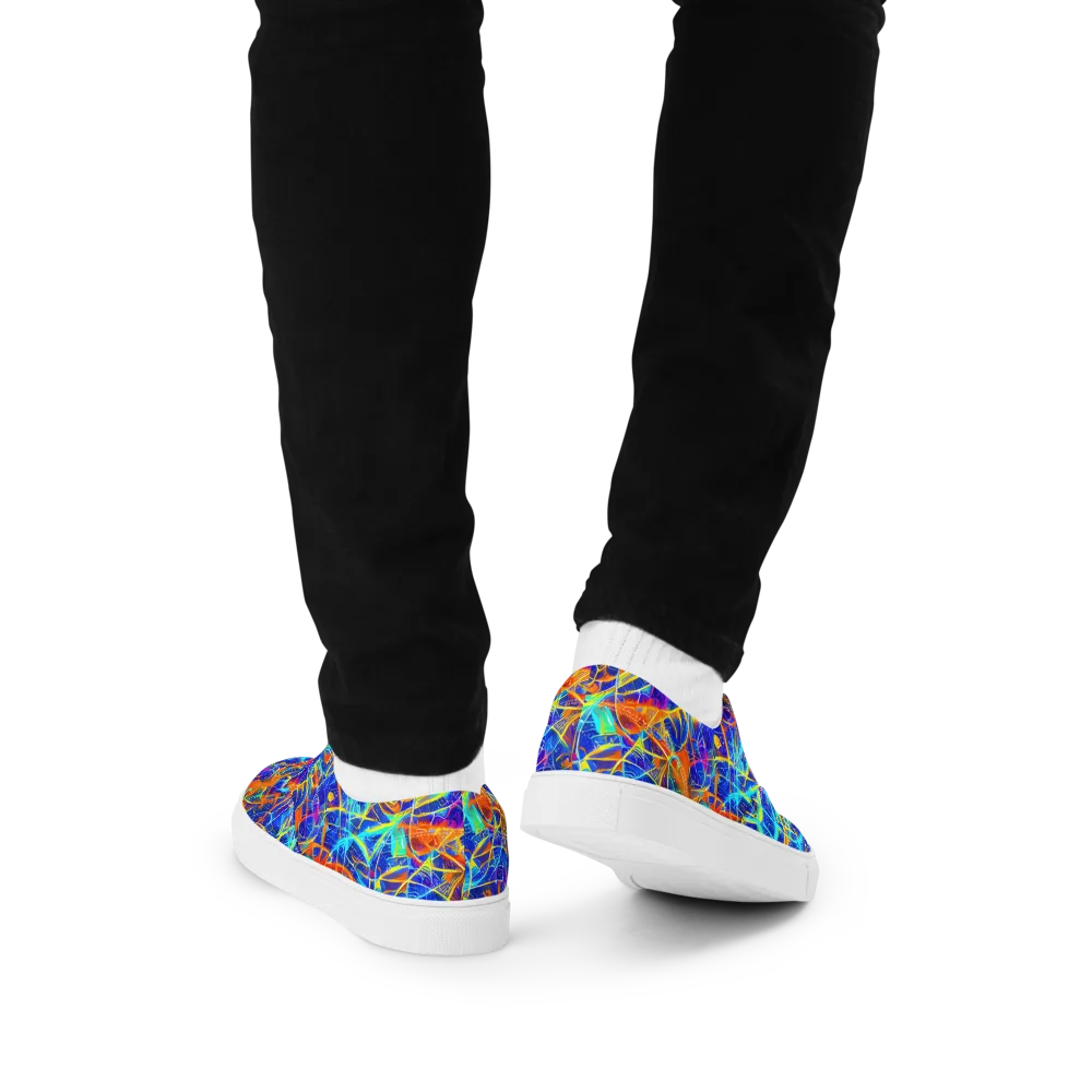Neon Entanglement on Men's Lace-Up Canvas Shoes — Back