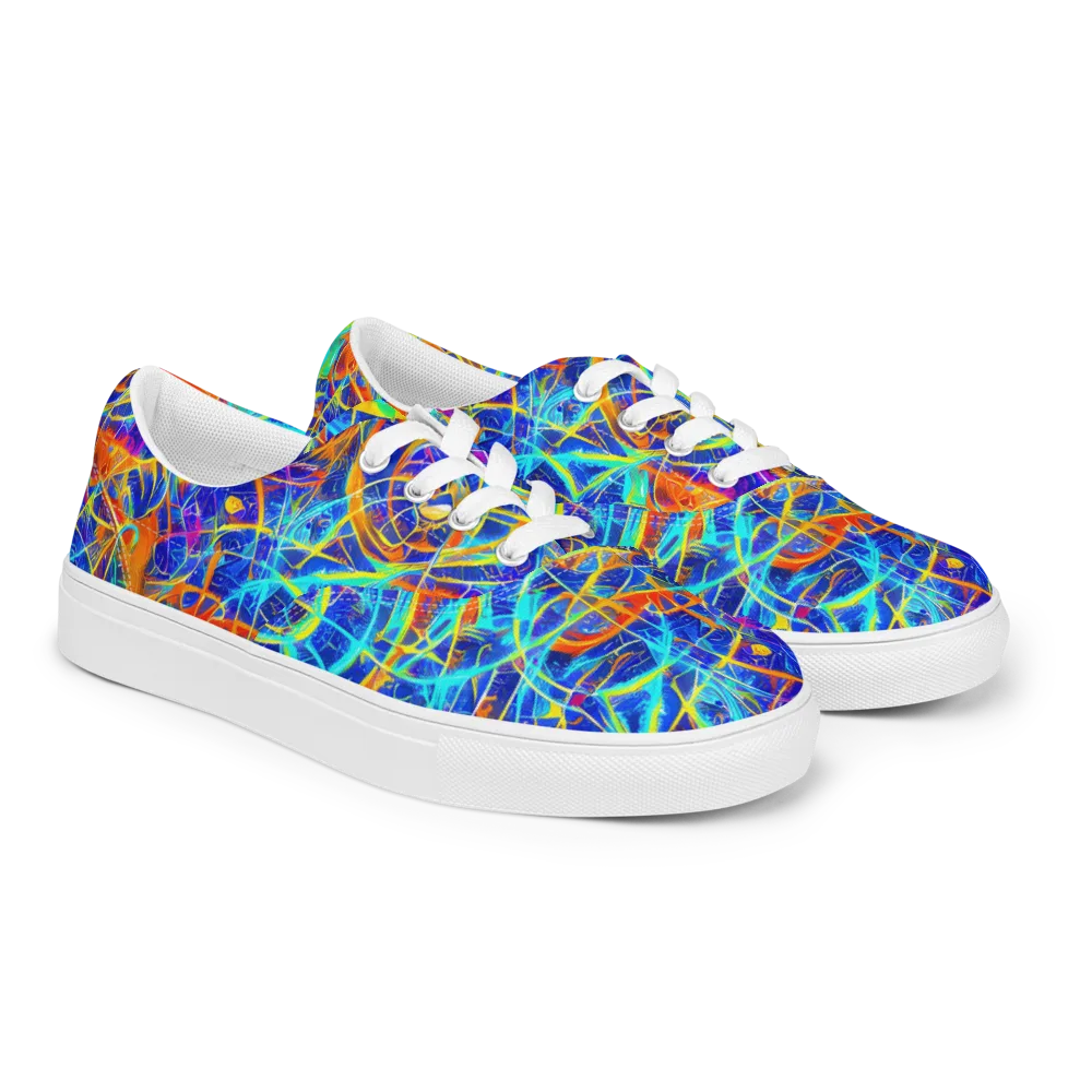 Neon Entanglement on Men's Lace-Up Canvas Shoes — Right Front