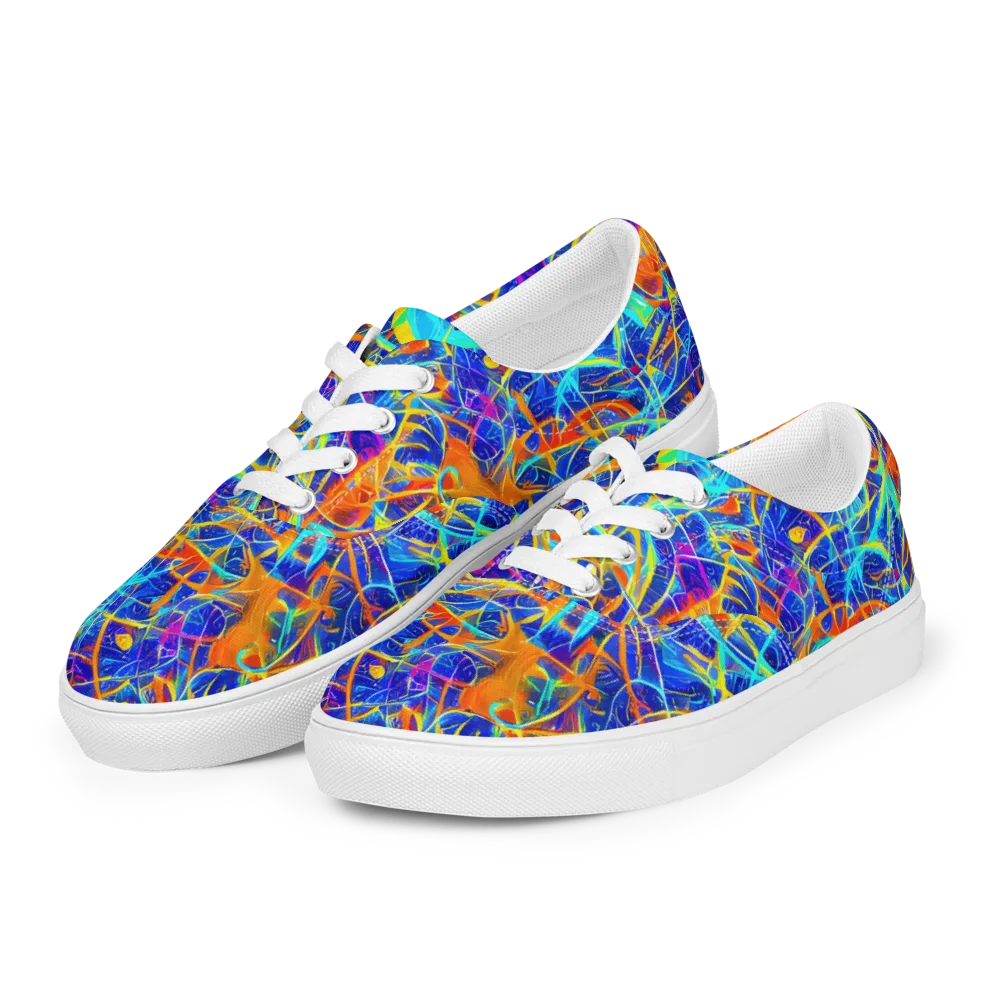 Neon Entanglement on Men's Lace-Up Canvas Shoes — Left Front