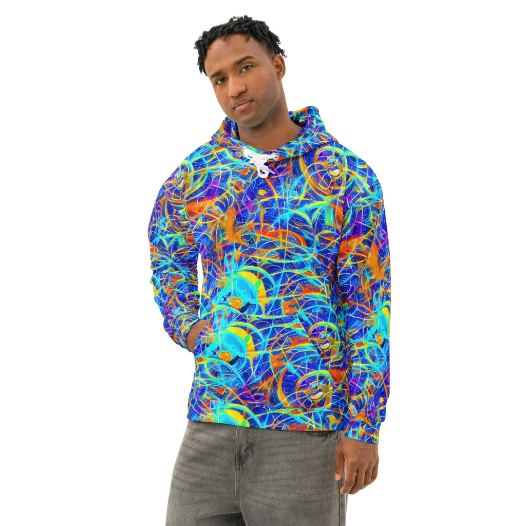 Neon Entanglement on Cotton Hoodie — Left Front