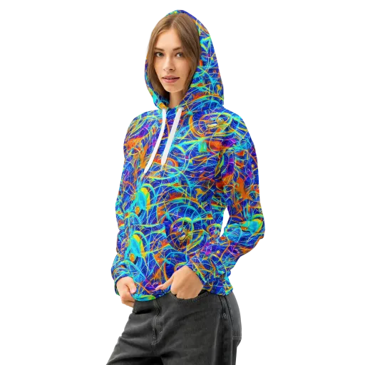 Neon Entanglement on a Cotton Hoodie