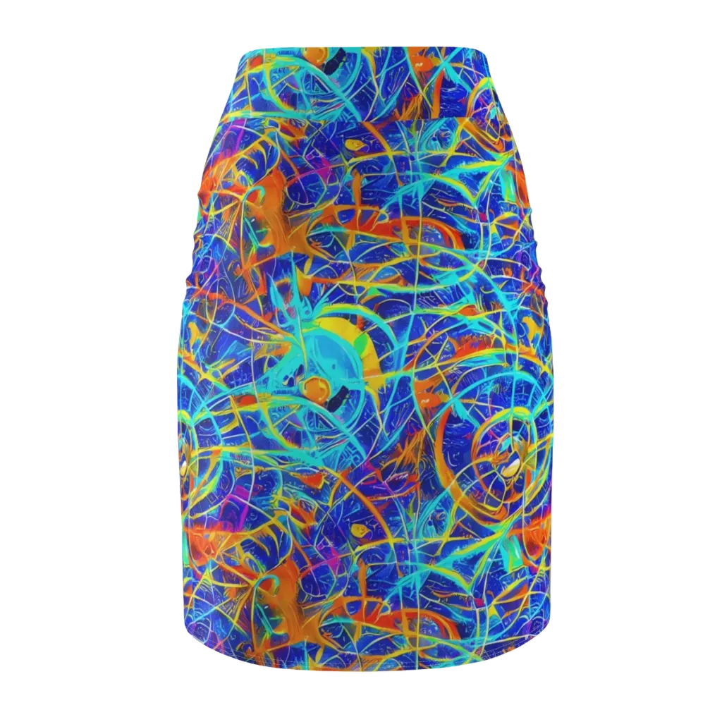 Neon Entanglement on Pencil Skirt — Back