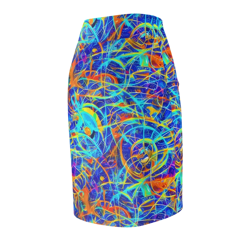 Neon Entanglement on Pencil Skirt — Back Side