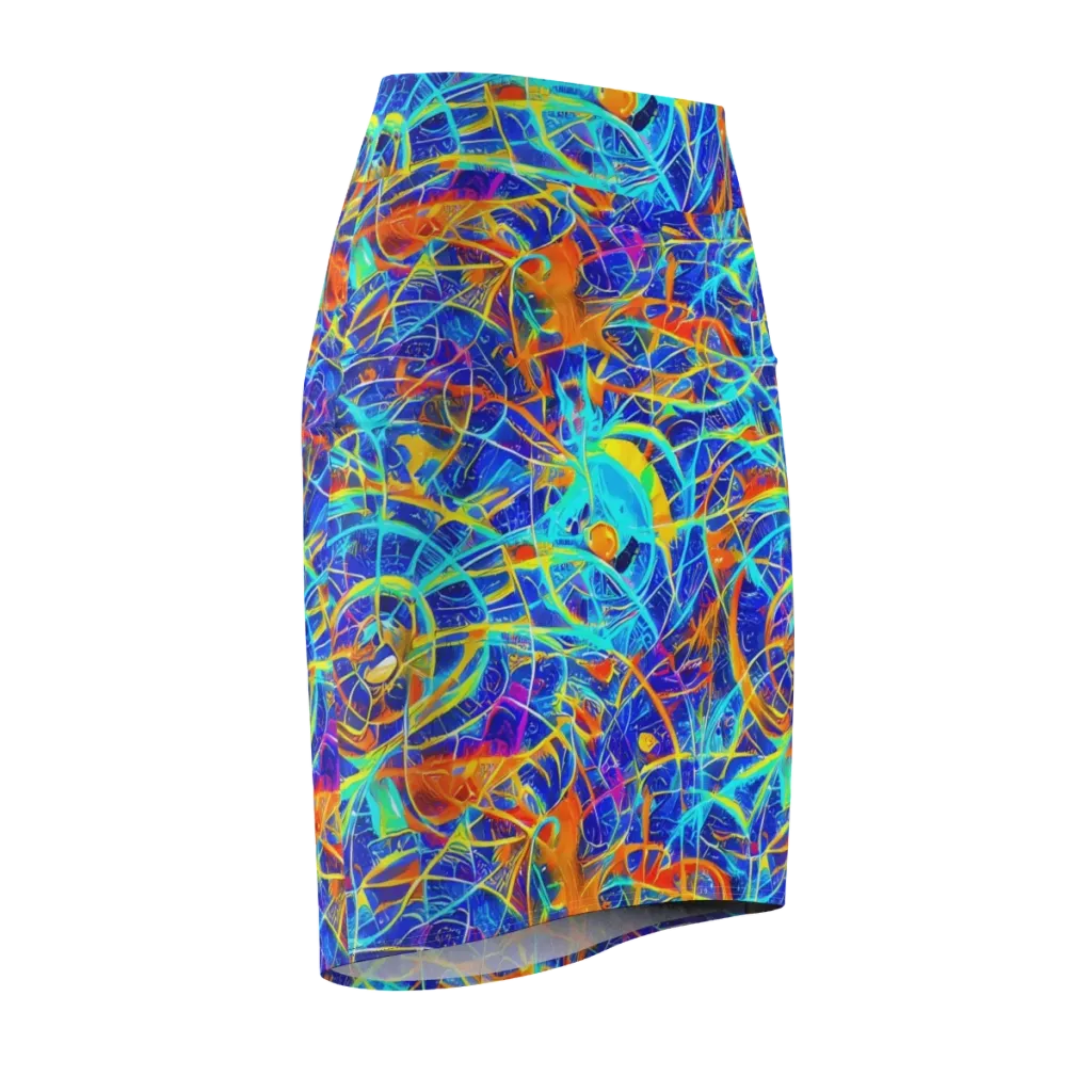 Neon Entanglement on Pencil Skirt — Front Side