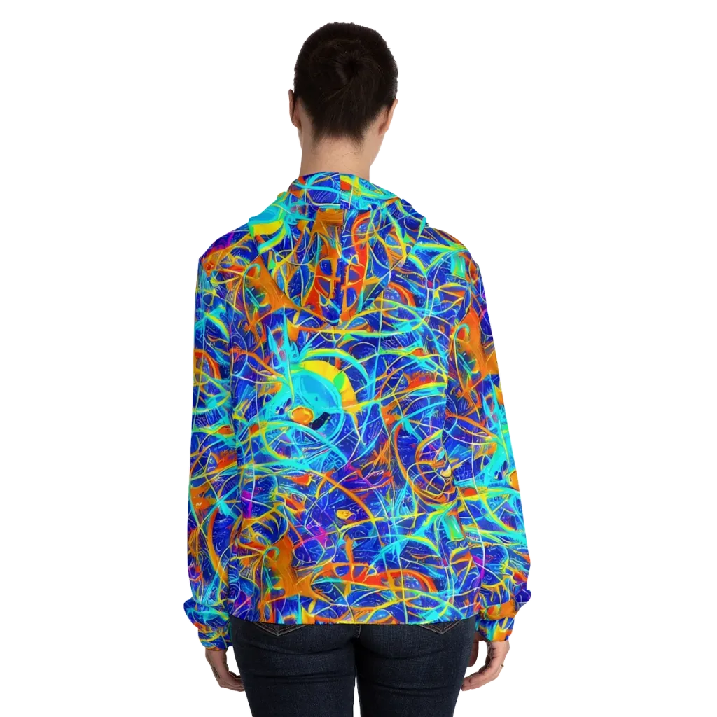 Neon Entanglement on Women's Full-Zip Hoodie — Back On Person