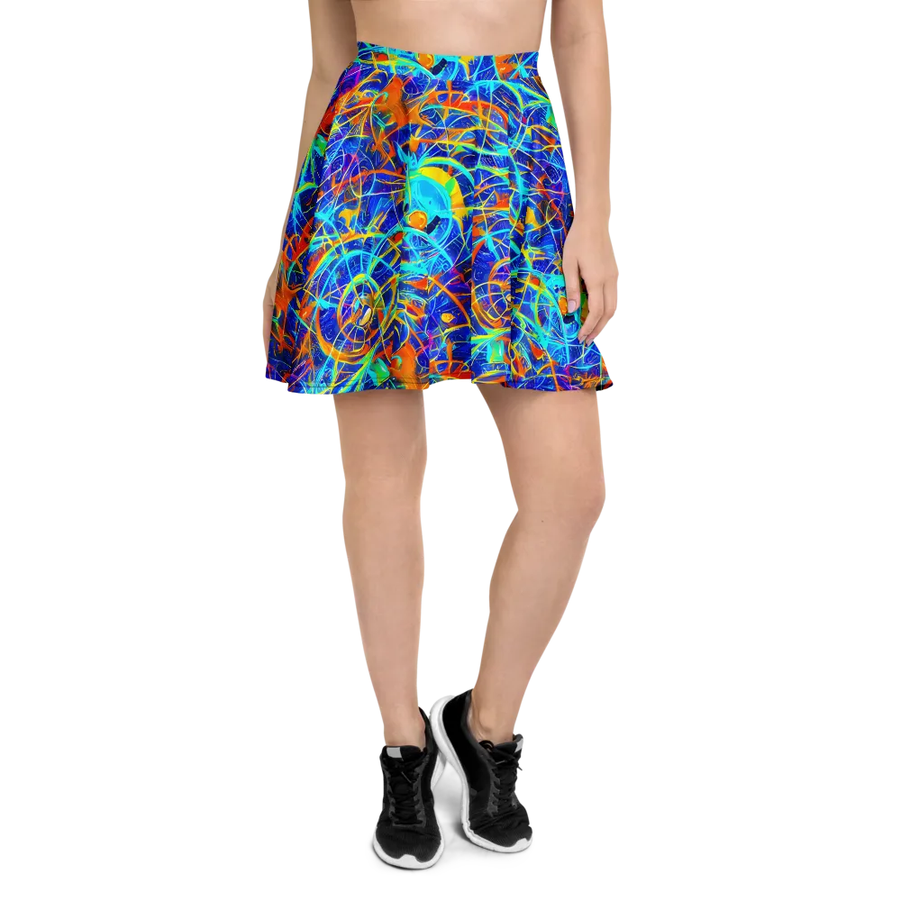 Neon Entanglement on Skater Skirt — Front
