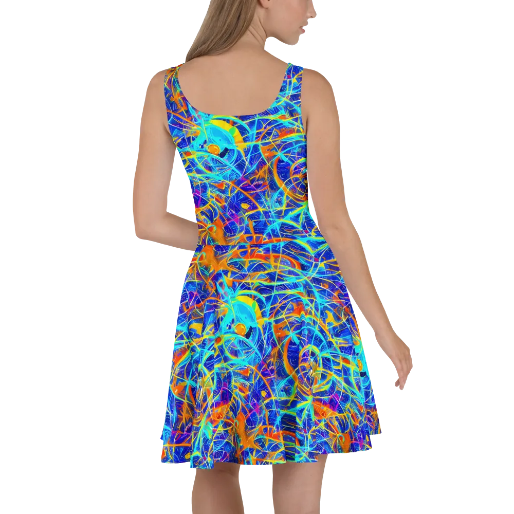 Neon Entanglement on Skater Dress — Back