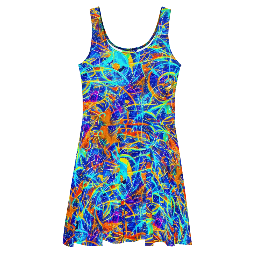 Neon Entanglement on Skater Dress — Front