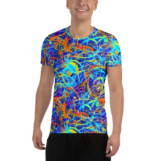 Neon Entanglement on a Men's Athletic T-Shirt