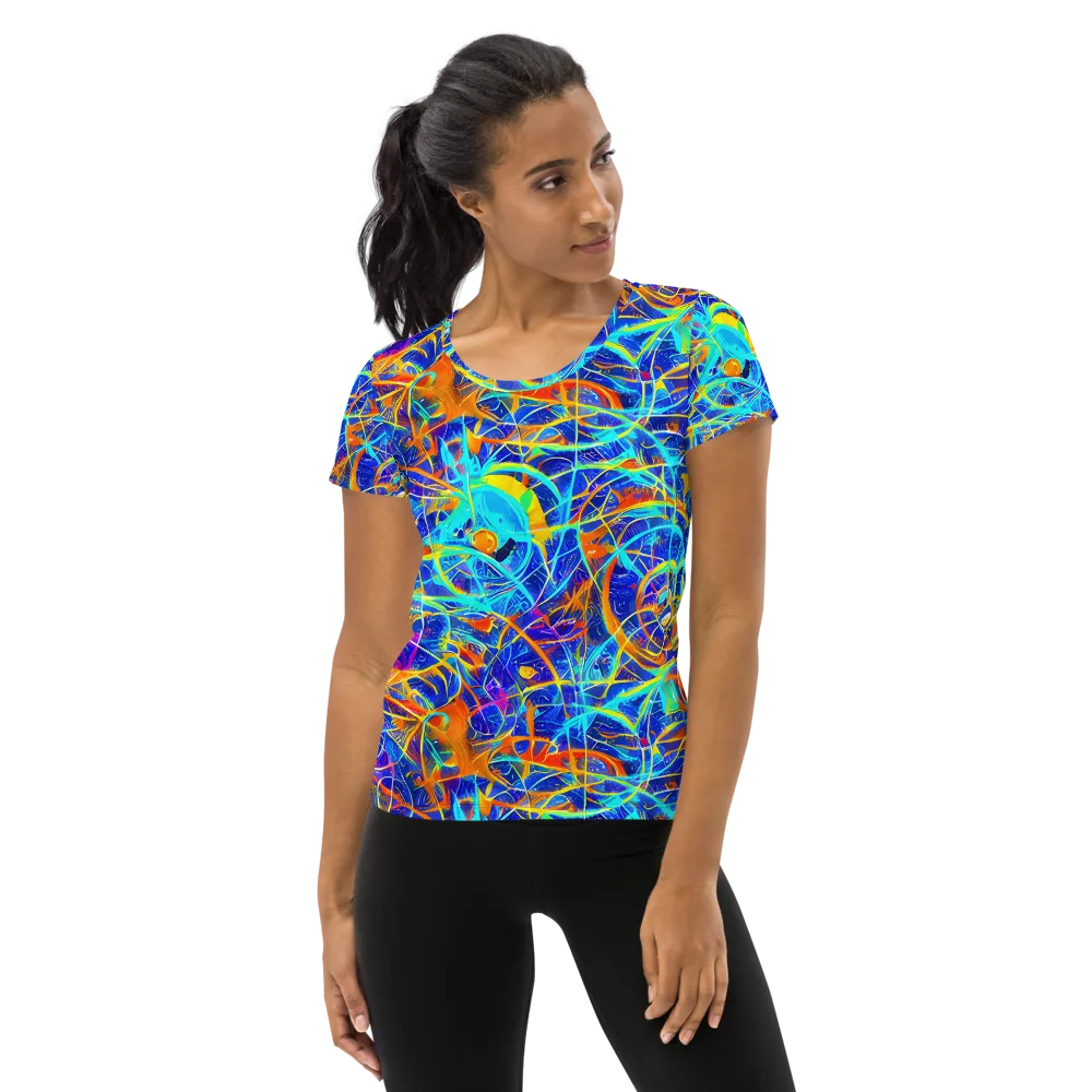 Neon Entanglement on Women's Athletic T-Shirt — Front
