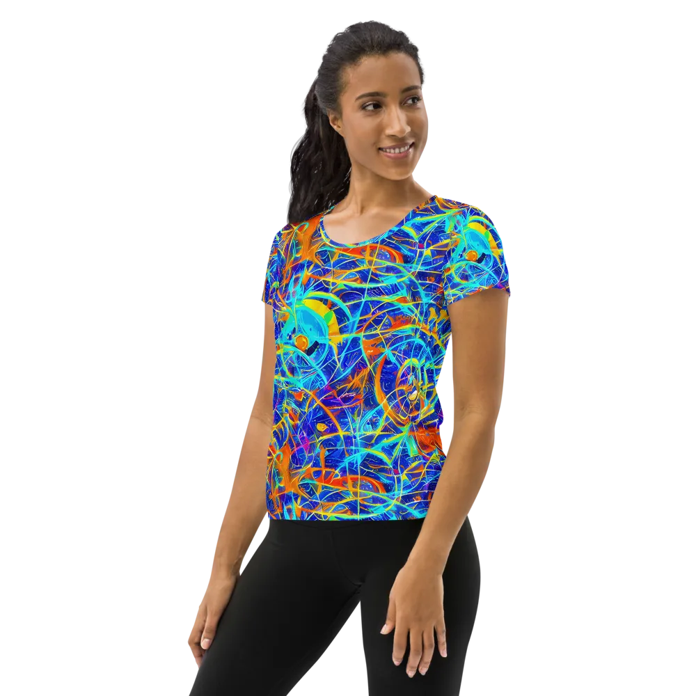 Neon Entanglement on Women's Athletic T-Shirt — Left