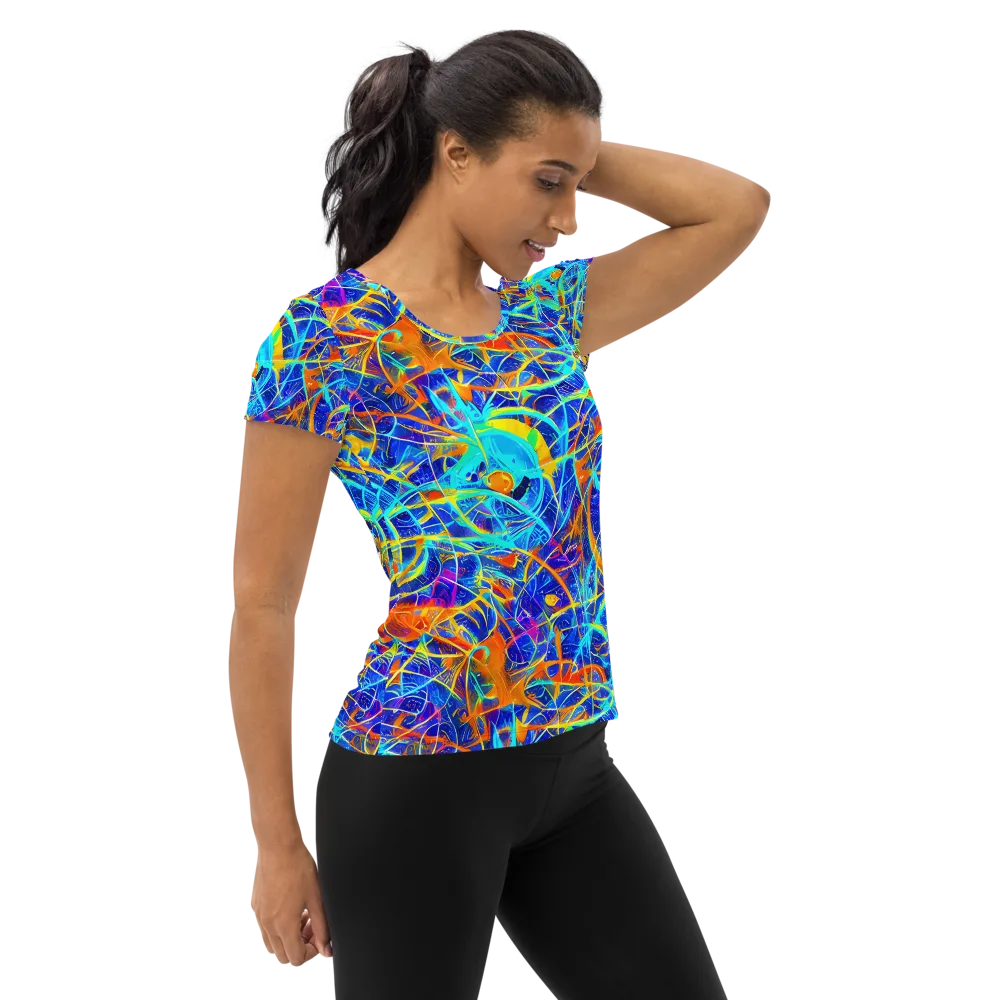 Neon Entanglement on Women's Athletic T-Shirt — Right