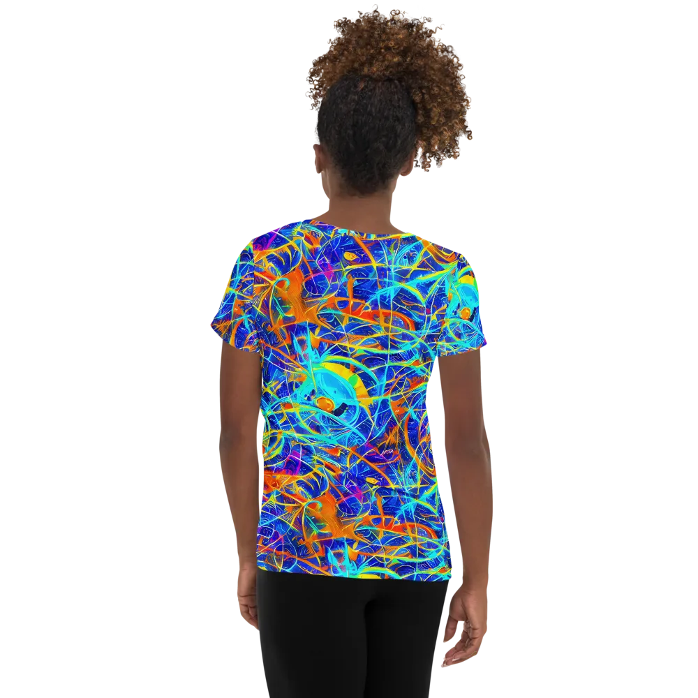 Neon Entanglement on Women's Athletic T-Shirt — Back