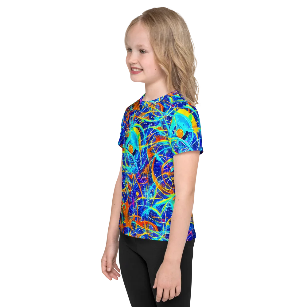 Neon Entanglement on Kids Crew Neck T-Shirt — Left
