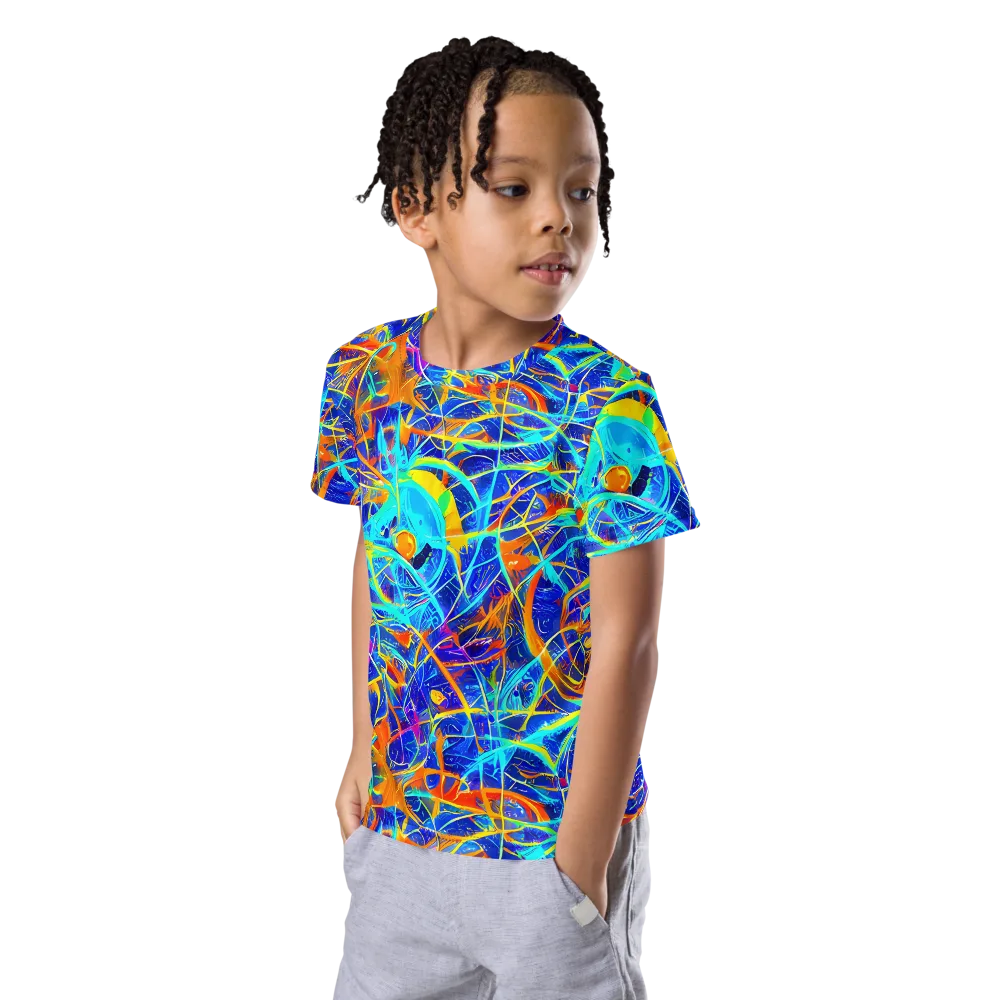 Neon Entanglement on Kids Crew Neck T-Shirt — Left Front