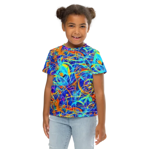 Neon Entanglement on a Kids Crew Neck T-Shirt